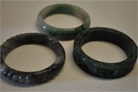 3 Antique Asian Jade Bracelets