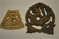 2- Antique Asian Carved Stone Pads