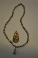 Antique Asian Necklace 2 Buddha Pendants