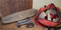 VINTAGE TOY TRACTOR,SKATEBOARD,BOCCI BALL  BSE