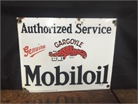 Original enamel Gargoyle mobiloil rack sign