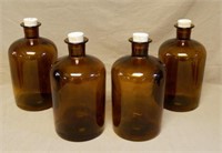 Large Amber Glass Apothecary Jars.