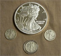 Walking Liberty Silver Half Dollar Coins.