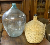 Large Blue Tinted Glass Carboy and Demijohn.