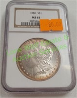 Graded 1885 Morgan Dollar