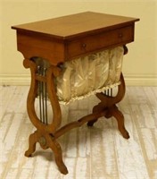 Biedermeier Style Lyre Base Sewing Table.