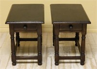 Rustic Block and Turned Oak Occasional Tables.