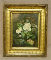 Floral Oil on Canvas, Signed and Dated 1885.