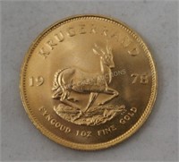 1978 GOLD SOUTH AFRICAN KRUGERRAND COIN,