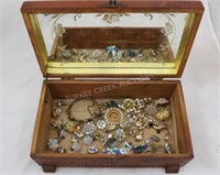 VINTAGE WOOD JEWELRY BOX AND COLLECTION SINGLE VTG