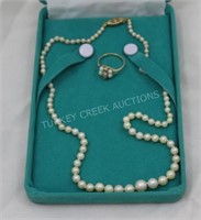 MIKIMOTO CULTURED PEARL NECKLACE W/ 14K GOLD CLASP