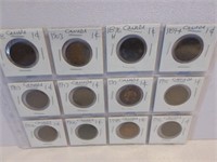 12 Canadian Pennies COINS 1876-1919