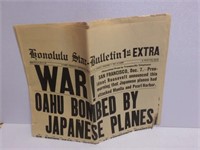 Vintage Reprint Newspaper Of Pearl Harbor War