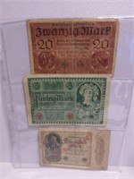 Page of OLD GERMAN PAPER MONEY