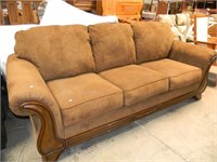 Brown Ashley Furniture Sofa, Wood Accents