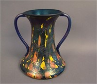 7” Tall Fenton Art Glass Wide Base 2 Handled Vase