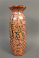 10” Tall Fenton Cylinder Vase w/ Black Threading