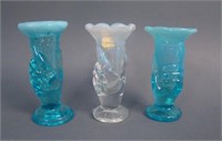 (2) Fenton # 38 Mini-Hand Vases - Blue Opal. and