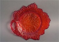 8 ¾” Fenton #175 Leaf Plate – Ruby