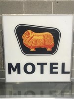 Double sided Motel light box  approx 85 x10 x 85cm