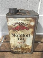 Gargoyle Mobiloil BB 1 imperial gallon tin