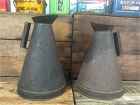 2 x metal oil jugs