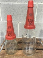 Genuine oil bottles with Caltex RPM tops x 2