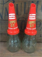 Genuine 500ml oil bottles with Ampol super GT tops