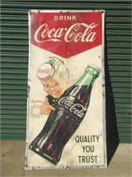 Rare early Coca Cola sign approx 6ft X 3ft
