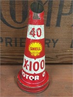 Shell X-100 " 40" tin oil bottle top