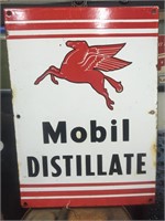 Original enamel mobil distillate bowser sign