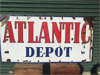 Original Atlantic Depot enamel sign 6ft X 3ft