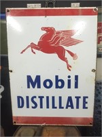 Original enamel Mobil Distillate bowser sign