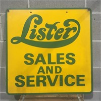Lister sales & service double sided metal sign