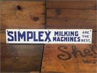 Simplex milking machine enamel sign