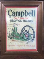 Reproduction tin Campbell Engine sign