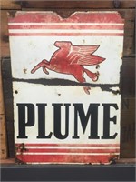 Plume bowser enamel sign approx 50 x 35 cm