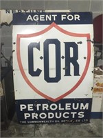 Enamel COR agent sign approx 6 x 4 ft