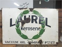 Enamel Laurel kerosene post mount sign