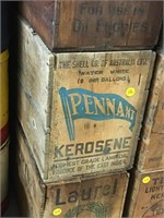 Pennant kerosene wooden box