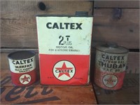 Caltex 1 gallon tin,  1lb & 1 quart tins