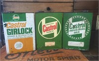 3  X assorted Castrol 1 gallon oil tins