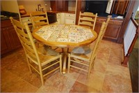 Tile Top Table 50" Round w/4 Rattan Chairs