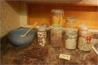 Lot--Mixing Bowl, Glass Canisters, Pots & Pans,