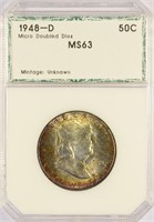 1948-D Franklin Half With Minor Double Dies.