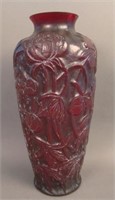 12” Tall Consolidated Chrysanthemum Cylinder Vase