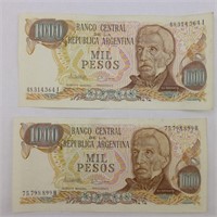 2pc  Argentinean Peso Paper Bills