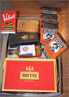 COLLECTION OF VINTAGE TOBACCO TINS & RADIO ! LR