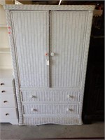 Lot #115 White wicker two door over two drawer