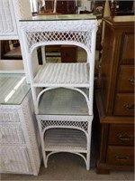 Lot #111 Pair of White wicker end tables with